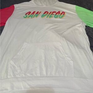 Padres San Diego Thin Shirt Hoodie 2XL Sunset Color Block LFG Pink/ Green EUC
